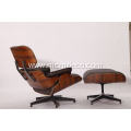 Rosewood Eames leather lounge chair and ottoman